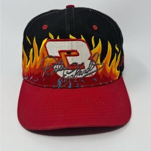 Dale Earnhardt #3 Flames Fire Chase Authentics Black Hat Cap RCR Made in USA